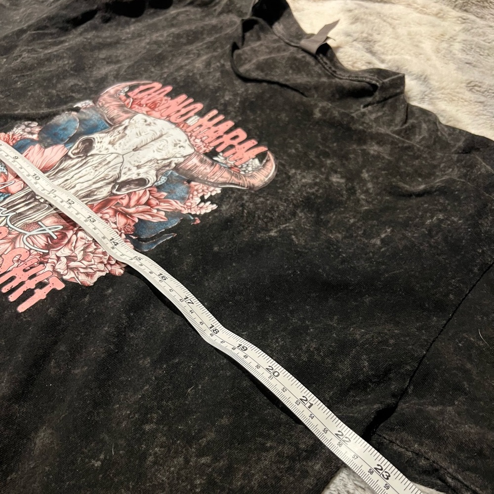 Black Cotton Tee with Skull & Floral Do No Harm Take No Sh!T T Shirt XL - Picture 4 of 7
